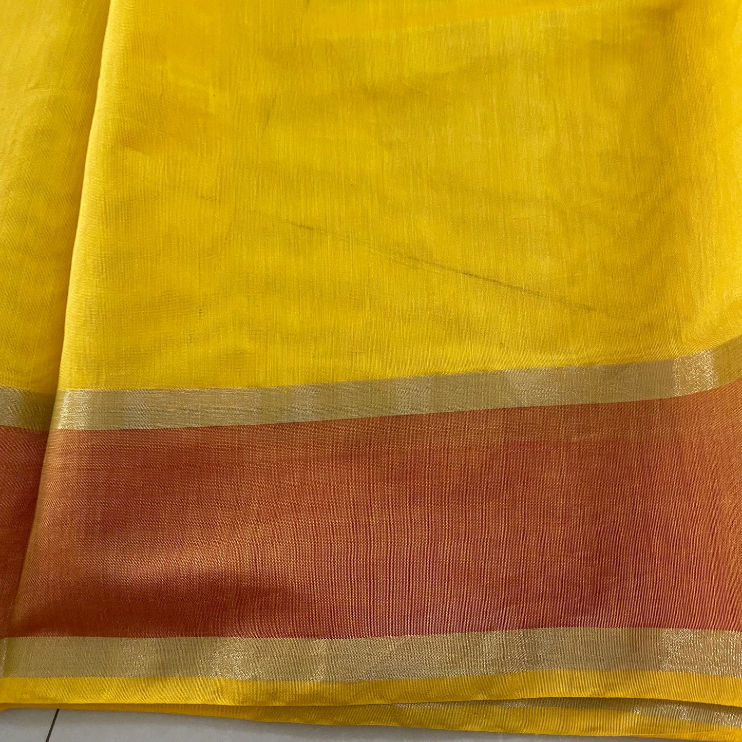 Unstitched Chanderi Cotton kurta Fabric- Mango Yellow