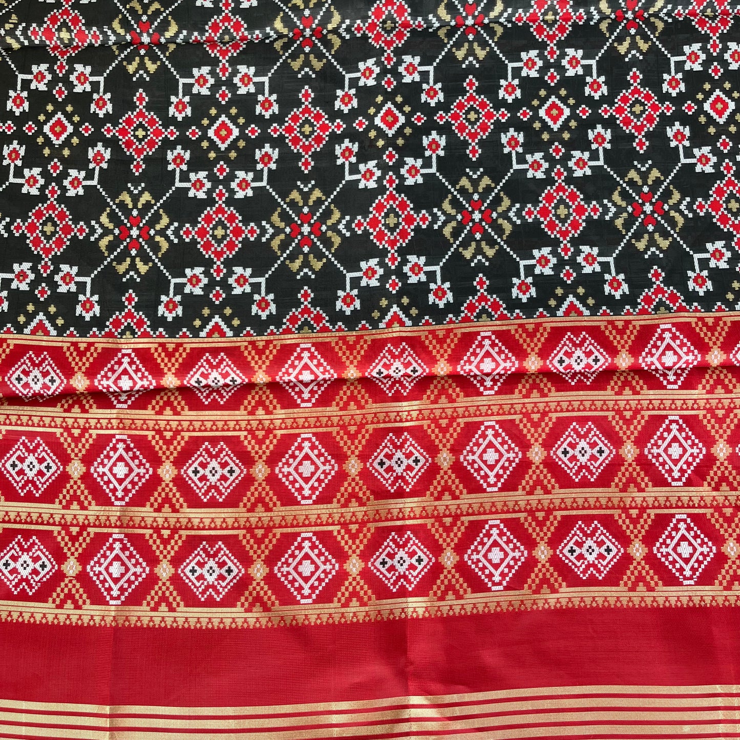 Woven Cotton Silk Patola Dupatta - Black and Red