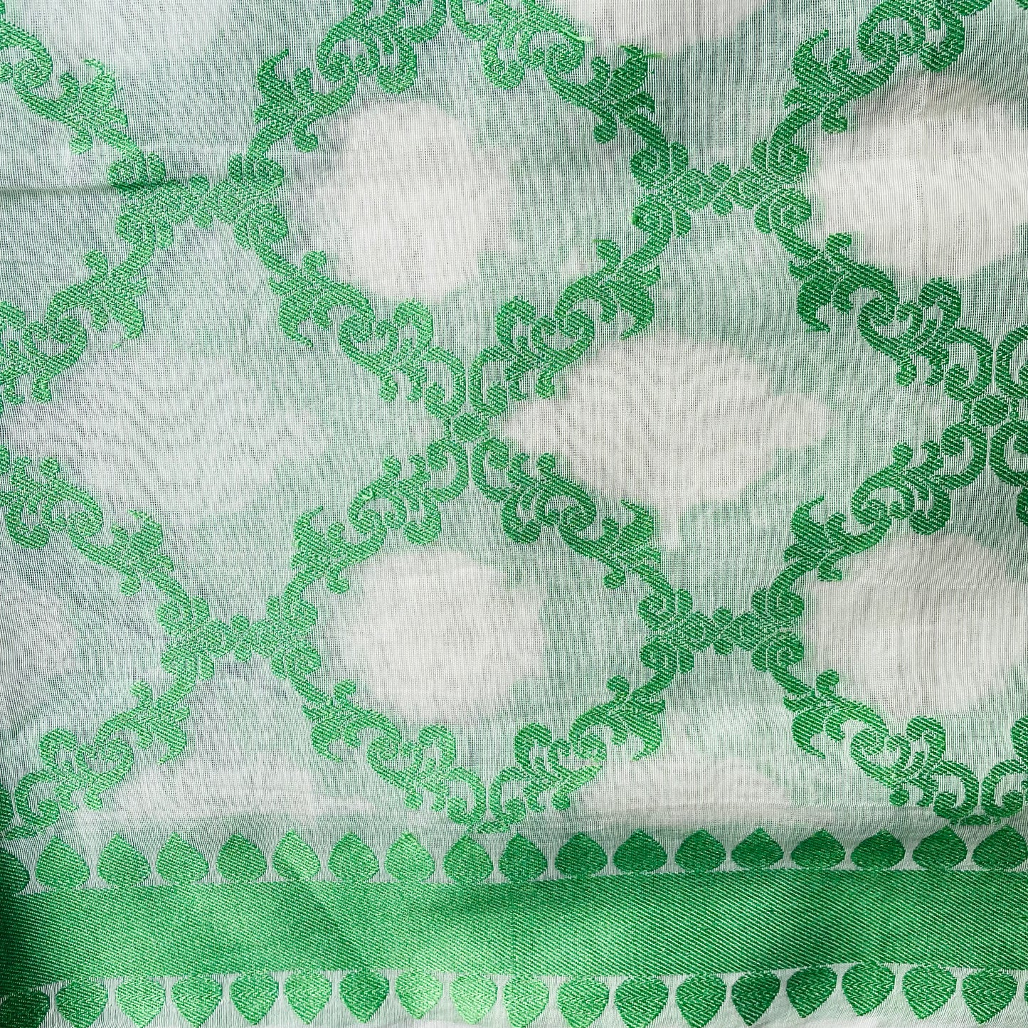 Banarasi Cotton Silk Woven Dupatta - White and Green