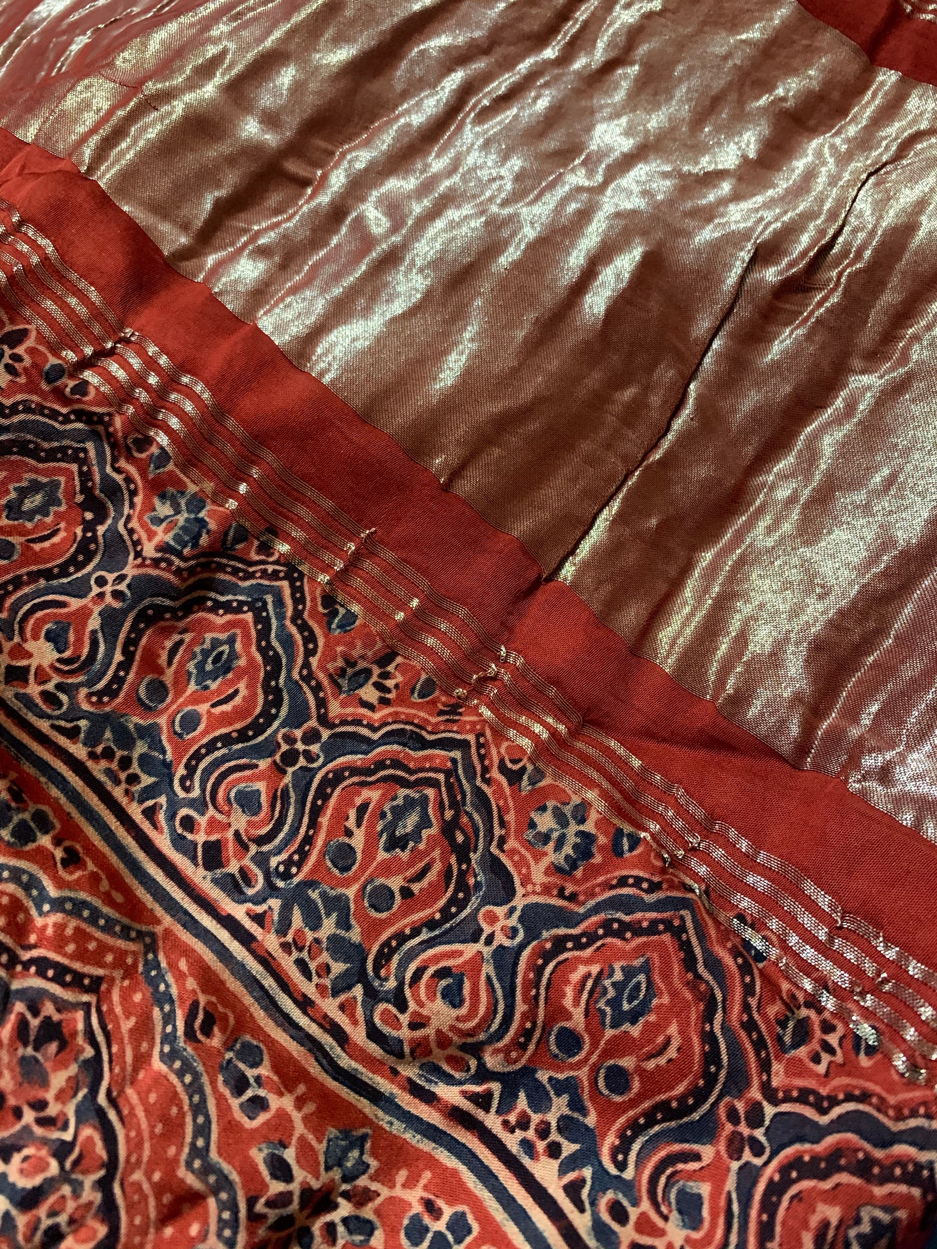 Ajrak Printed Modal Silk Sarees | TOT124