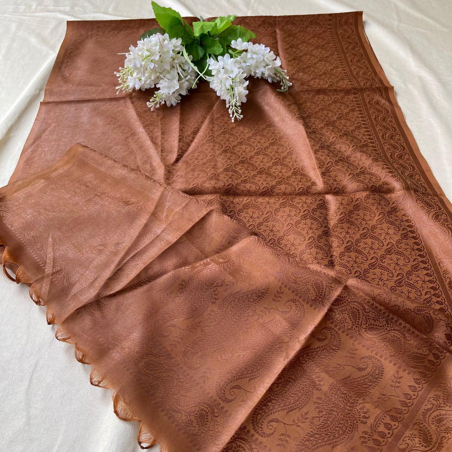 Tanchoi Silk Stole - Gold and Beige base ( various Colour Option available)