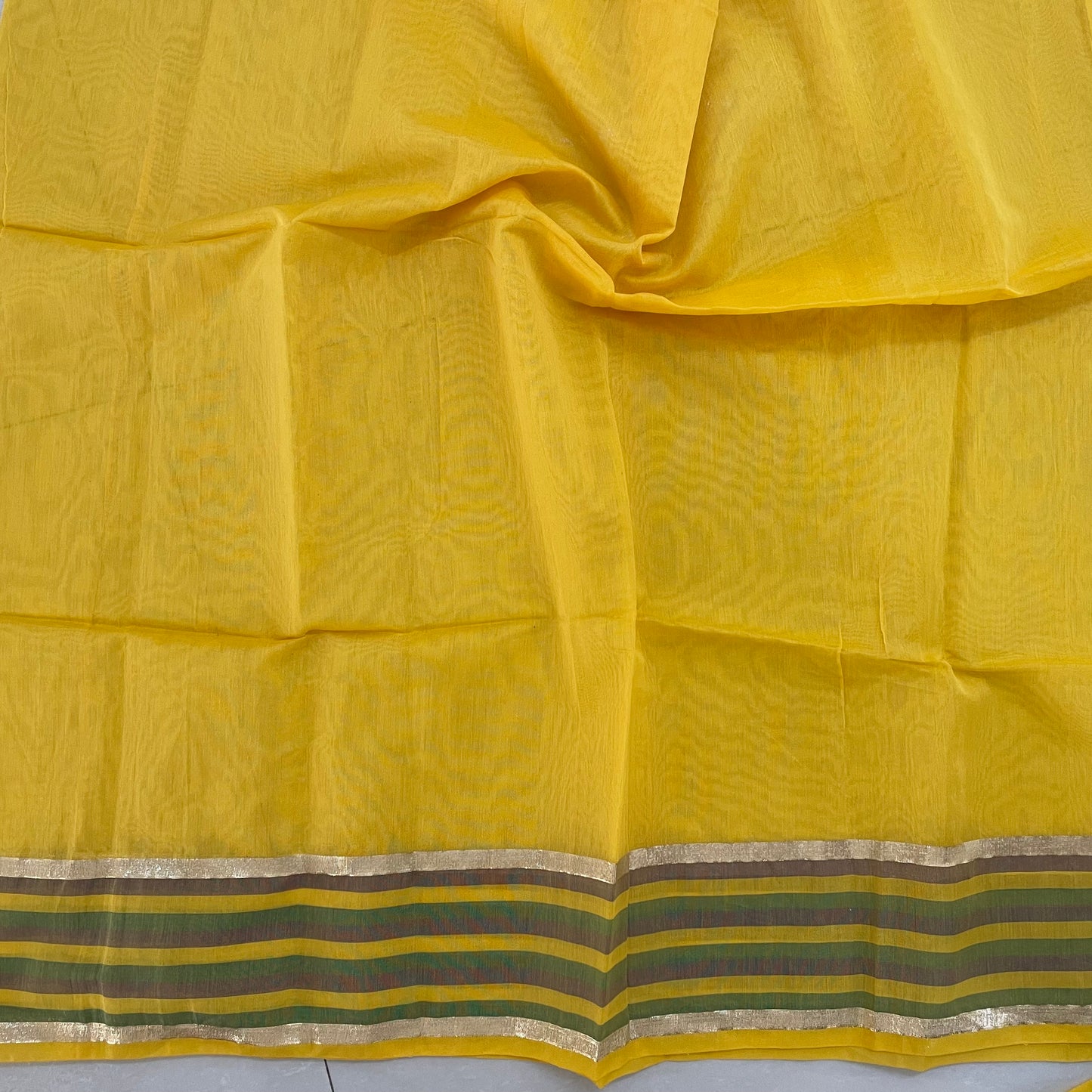 Unstitched Chanderi Cotton kurta Fabric- Yellow