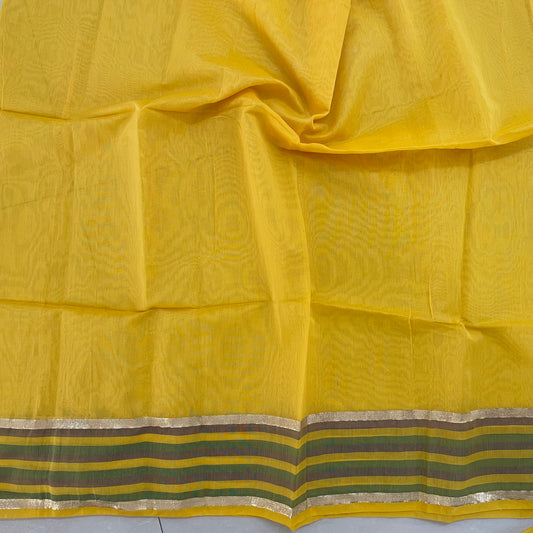 Unstitched Chanderi Cotton kurta Fabric- Yellow
